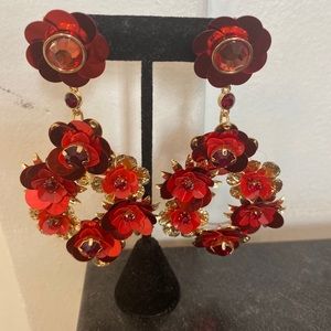 Floral/ Crystal Statement Chandelier Earrings